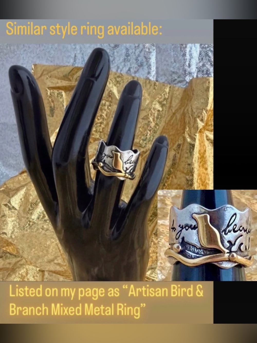 Whimsical Silver Moon & Copper Hare Ring 🌙🐇 Very popular bunny rabbit ring - Picture 9 of 9